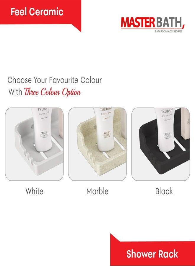 MASTER BATH QM129 UF Shower Rack Bathroom Accessories, White Ceramic Shower Rack Bathroom Shelves Accessories Premium Shower Shelf Bathroom Organiser (Marble) - Image 4